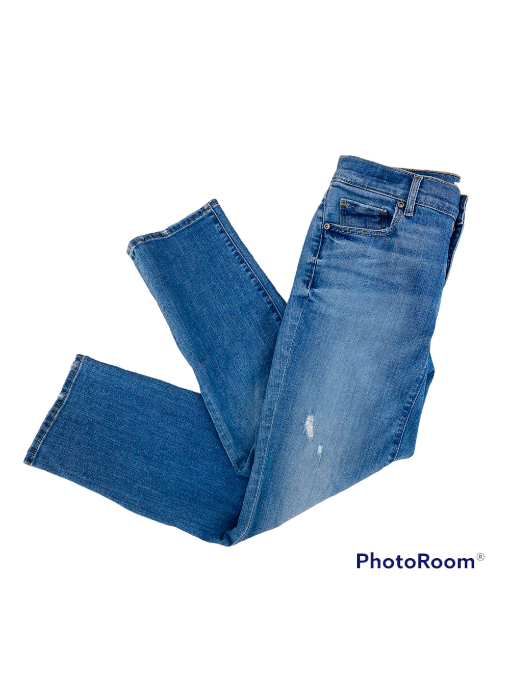 LOFT Made & Loved Women's Straight Crop Jeans 0/25 Distressed Zip Fly Mid Rise